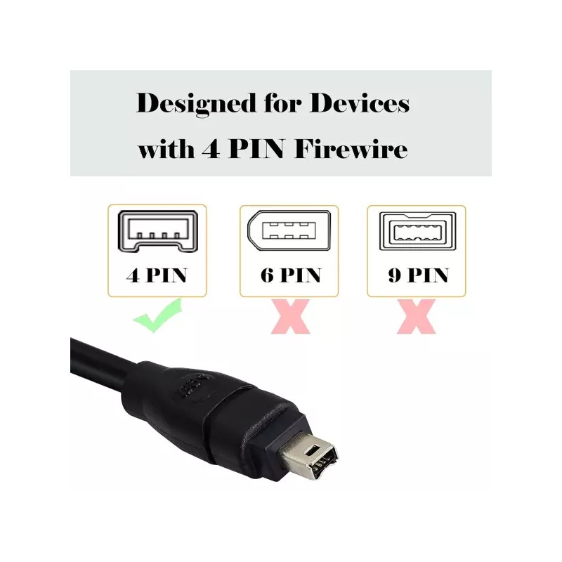 Jintooyun 진투윤 6피트 FireWire IEEE 1394 케이블 4핀 대 남성