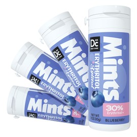 DC24 DAILY CARE Xylitol Erythritol Mints, No Aspartame Sugar Free Hard Candy, Low-Calorie, Dry Mouth Drops Keto Blueberry 30 Pieces (Pack of 4)
