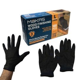 MaKRS Nitrile Wood Finishing Gloves, Large, Black, Unisex