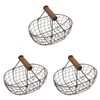Angoily Pack of 3 Wire Egg Basket with Wooden Handle
