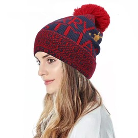 Women and Men Autumn and Winter Knitted Hat Thick Soft Warm Chunky Beanie Cap Knit Warm Hat Soft Hat for Christmas, Style1-wine Red