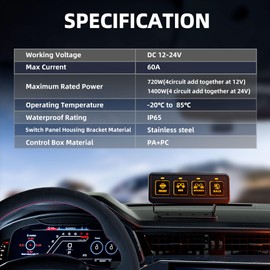 Somaer Wireless 4 Gang Switch Panel,Multifunction Remote Control Offroad Light Waterproof Switch Panel,with Universal Circuit IC Control System and Switch Pod for 12V-24V Truck SUV ATV UTV Car etc