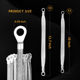 Automotive Ground Strap Kit, 3PCS 10×0.55inch and 2PCS 13.7×0.55inch Copper Engine Ground Cable, Universal Heavy Duty Braided Strap Kit for Most Cars