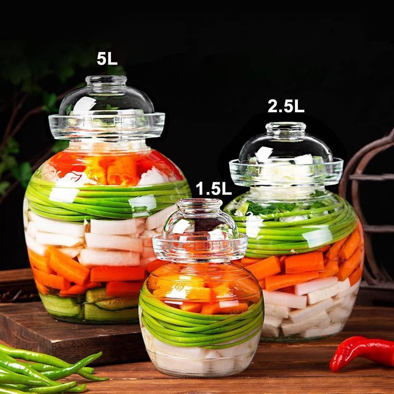 Aosnttol Glass Jar with Lid Pickle Jar, 1.5L Wide Mouth
