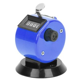 Berm Manual Tally Counter 4-Position Abs Plastic Shell Mechanical Hand-Held Hook Bottom Counting Tool Mechanical Desktop Point Counter Can Be Cleared (Blue)