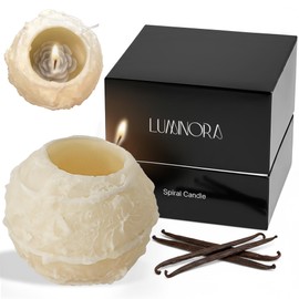 LUMINORA Unique Spiral Scented Candle | Hand-Crafted Soy Decorative Candle with Mesmerizing Spiral Burn, Twisted Wave Design & Premium Gift Box | (Winter White, Vanilla)