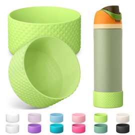 Alwenid 2PCS Silicone Water Bottle Boot for Owala 24 Oz, Anti-Slip Protective Sleeve Bottom Bumper Protector for FreeSip, Twist, and Flip Stainless Steel Water Bottles (Green)