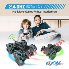 Remote Control Car,RC Cars with Headlights and Music,Double Sided 360 Flips Rotating RC Stunt Car,2.4Ghz All Terrain Toys for Ages 4-7 8-12 Kids Toy for Boys Girls Birthday Gift