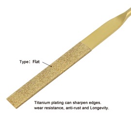 FOCMKEAS 10 PCS Diamond Needle File (3×140mm) 150 Grit Titanium Coated Mini Metal Files Flat Files for Precision Metal File Work Miniature DIY Jewelers/Glass/Ceramic