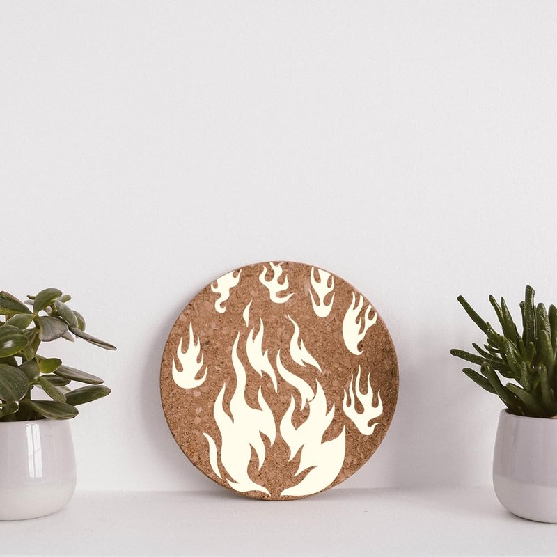 2Pcs Flame Wall Stencil Templates 29.7 x 21cm Reusable Plastic