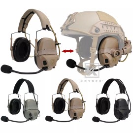 KRYDEX FCS AMP Tactical Headset Pickup Noise Reduction Earmuf fo Shooting Helmet - Dark Earth