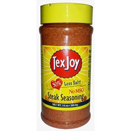 TexJoy 50% Less Salt Steak Seasoning, No MSG Blend - 14 Ounce