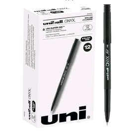 uni-ball Uniball Onyx Rollerball Pen 12 Pack Black 0.7mm Fine Point Office Supply Gel Ink