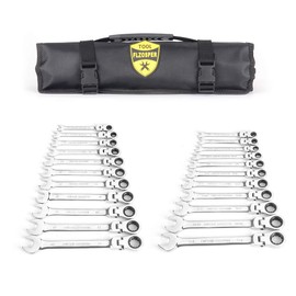 FLZOSPER 22-Piece Flex-Head Ratcheting Wrench Set，Metric & SAE Chrome Vanadium Steel Hand Combination Wrench Spanner with Portable Carrying Bag