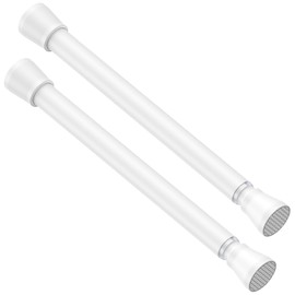 ZipGlo White Tension Rods 16 to 26 2PCS Spring Curtain Rod No Drill Small Tension Rod Tension Curtain Rod Adjustable Curtain Rod Tension for Bookshelf Diy Projects Kitchen,Cupboard,Bathroom,Wardrobe
