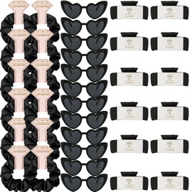 Loanzeg Bridesmaid Scrunchies Proposal Hair claws clips Set of 12 Bridal Shower heart sunglasses Gifts for Wedding Bachelorette Party Favors (36pcs Black)