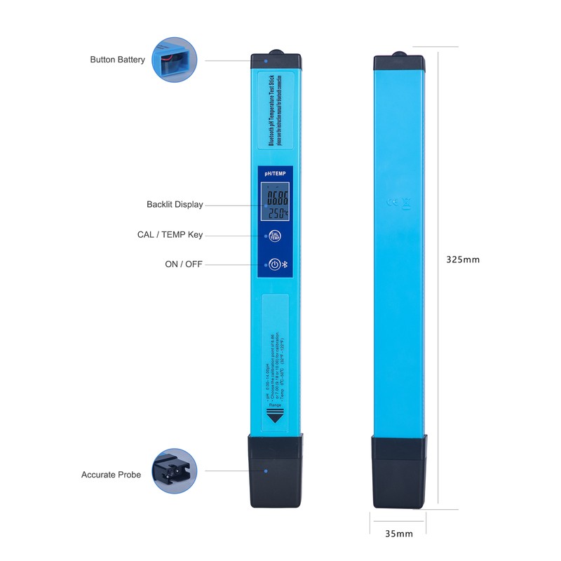 pH Meter Digital 2 in 1 PH Temp Meter Backlight
