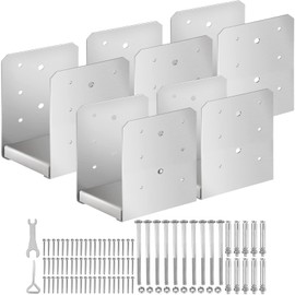 HomiShare 6"x 6" Post Base, 5Pcs Stainless Steel Post Anchor (Inner Size:5.71 x 5.2"), Adjustable Post Bracket Fits for 6"x6" Wood Post, Post Base for Rough Size Lumber (6x6", 5Pcs)