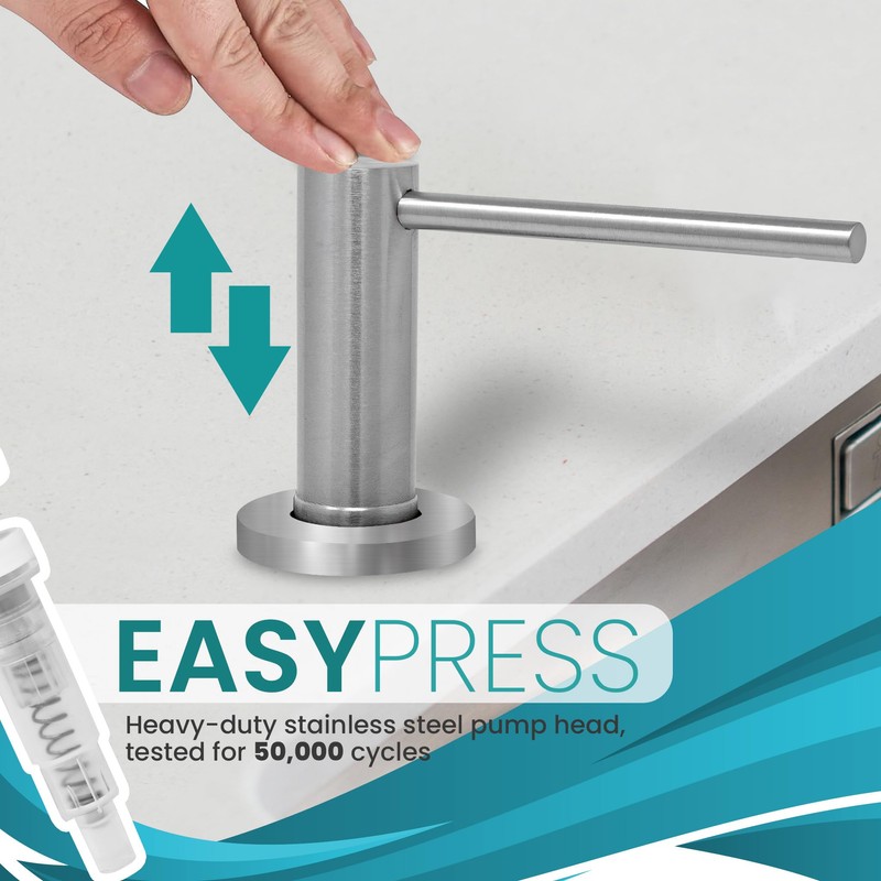 Metpure Built in Soap Dispenser for Kitchen Sink, Stainless Steel