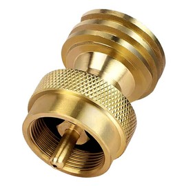 Brass Propane Tank Adapter, BBQ Grill Conversion Fitting for 1lb Bottle, 1.3 Inch, Knurled Grip