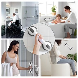 Grab Bars for Bathtubs and Showers,12" Safety Handles for Shower,Shower Handles for Elderly Suction,Perfect for Smooth Tiles/Glass/Hard Plastic,Maximum Bearing Capacity 145 Pounds (1, Grey)