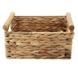 HDKJ Storage Basket Made by Water Hyacinth with Wood Handles, Arts and Crafts. (Large)