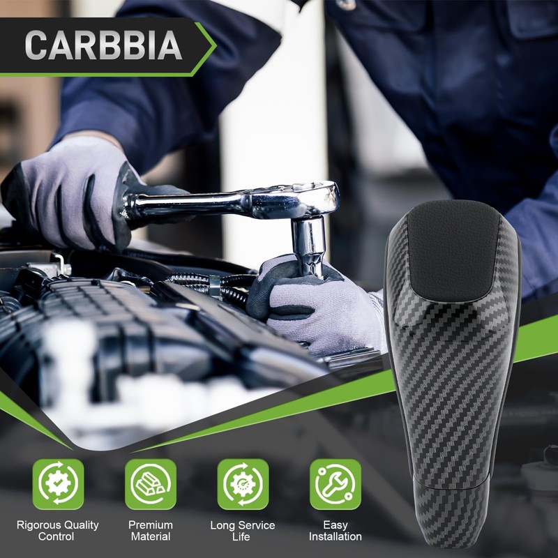 CARBBIA Shift Knob Carbon Fiber Leather Automatic Gear Shift Knob