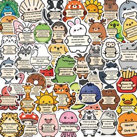 100PCS Cute Stickers for Kids, Affirmation Animal Stickers, Motivational Stickers for Kids Classroom, Inspirational Vinyl Waterproof Decals for Water Bottles Laptops Scrapbook Vision Board Supplies