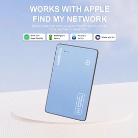 SMART CC Wallet Tracker Card Slim Bluetooth Item Locator for Apple Find My (iOS Only) Compatible Smart Wallet Air Tag Tracking for Keys Luggage Bag Rechargeable Anti-Loss Finder Accessory (Pink)