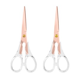 Honagu Acrylic Stainless Steel Scissors, Multipurpose, Sharp, Safe,Paper and Fabric Scissors for Office, Home, School, Sewing and Crafting, 2-Pack 6.5" (Rose Gold)