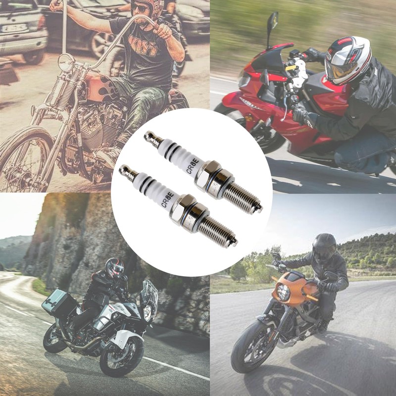 Amazleer 2 x CR8E Spark Plugs for Motorcycle, High Performance