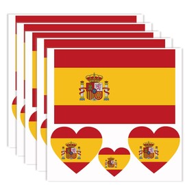 20 PCS Spain Flag Tattoo,Spanish Banner Tattoos Decoration Decal, Rectangle Heart Waterproof Sticker for Party Parade