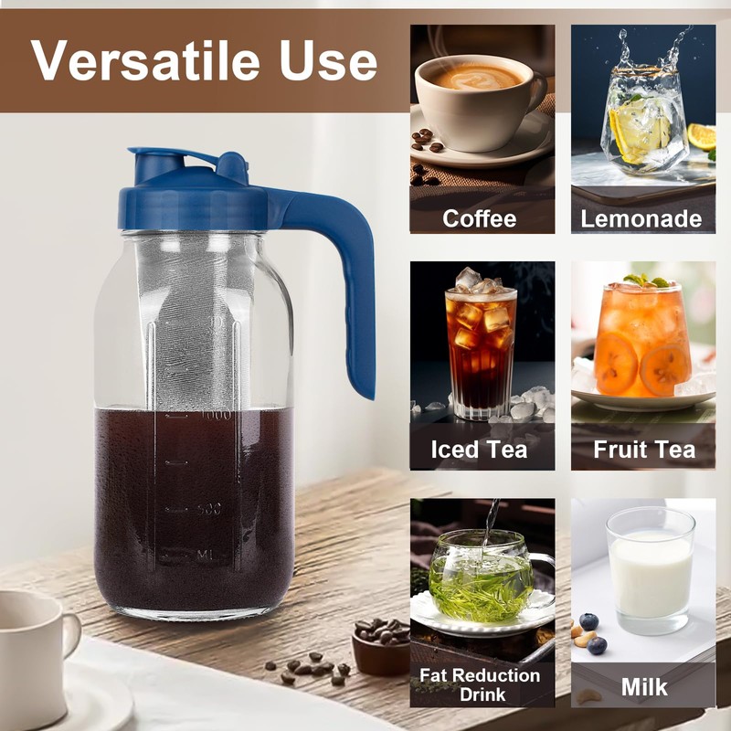 Cold Brew Coffee Maker Pitcher,32 Oz Glass Mason Jar Pitcher