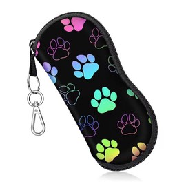 Wjelet Soft Glasses Case with Clip - Neoprene Zipper Eyeglass Pouch for Kids Men Women, Protective Sunglasses Holder Durable Portable for Travel