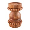 Mud Pie Short Beaded Candlestick, Brown, 4" x 7"