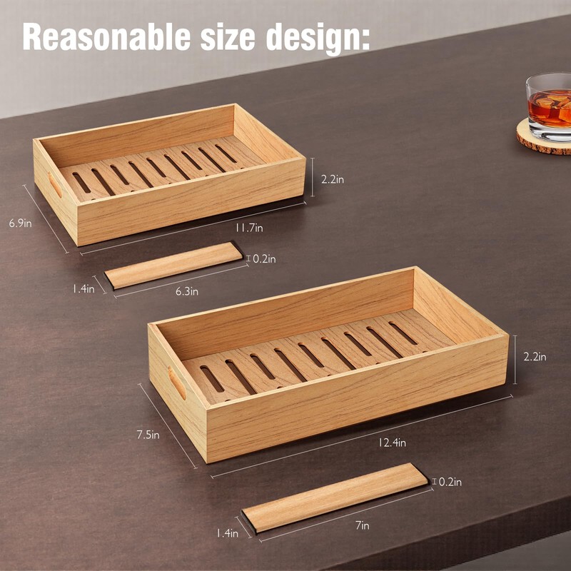 DXXULL Spanish Cedar Cigar Tray,Adjustable Cedar Wood Dividers, Special Storage