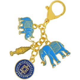 Isui Elephant Rhinoceros Keychain Charm Animal Key Chain Feng Shui Goods Protection Gift, blue