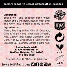 Beessential Body Wash, Grapefruit And Lemongrass, 8 Ounce