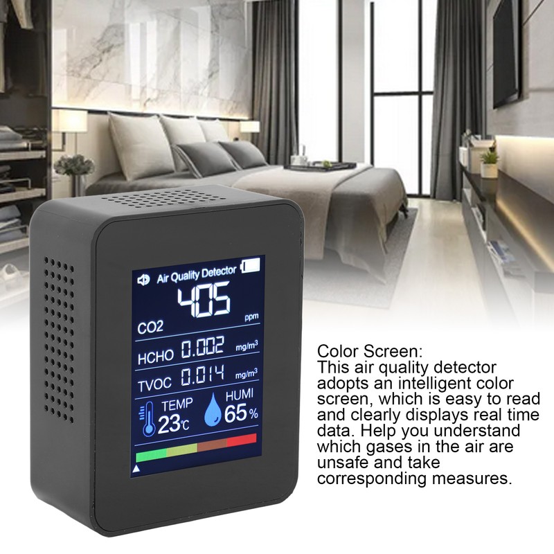 5 in 1 Air Quality Detector Portable Indoor Tester CO2