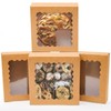 qiqee Auto-pop Up Brown Pastry Box With Window 8x8x2.5 Inch