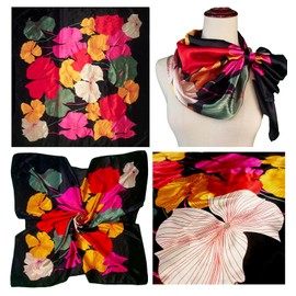 LilMents 4 Mixed Designs Large 90 × 90cm Square Satin Womens Neck Head Scarf Scarves Set (Set ZA)