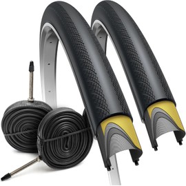 Fincci 700x28c Foldable Road Bike Tire with Presta Inner Tube – 28-622 – 60 TPI – 1mm Anti-Puncture Protection – Racing & Touring Bicycle Tires – Pack of 2