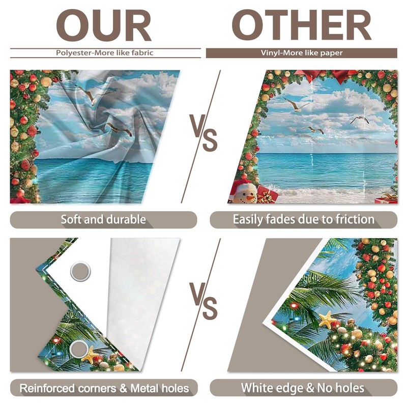 YCUCUEI 7x5ft Fabric Christmas Beach Summer Hawaiian Photography Backdrop