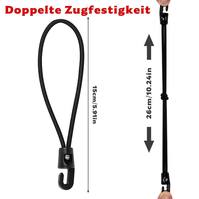 20 Pcs Small Bungee Cords with Hooks 15cm, Short Bungees