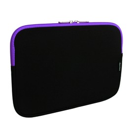Emartbuy Jet Black/Purple Water Resistant Neoprene Soft Slim Zip Case Cover Sleeve Pouch 11.6-12.7 Inch Compatible With Selected Devices Listed Below