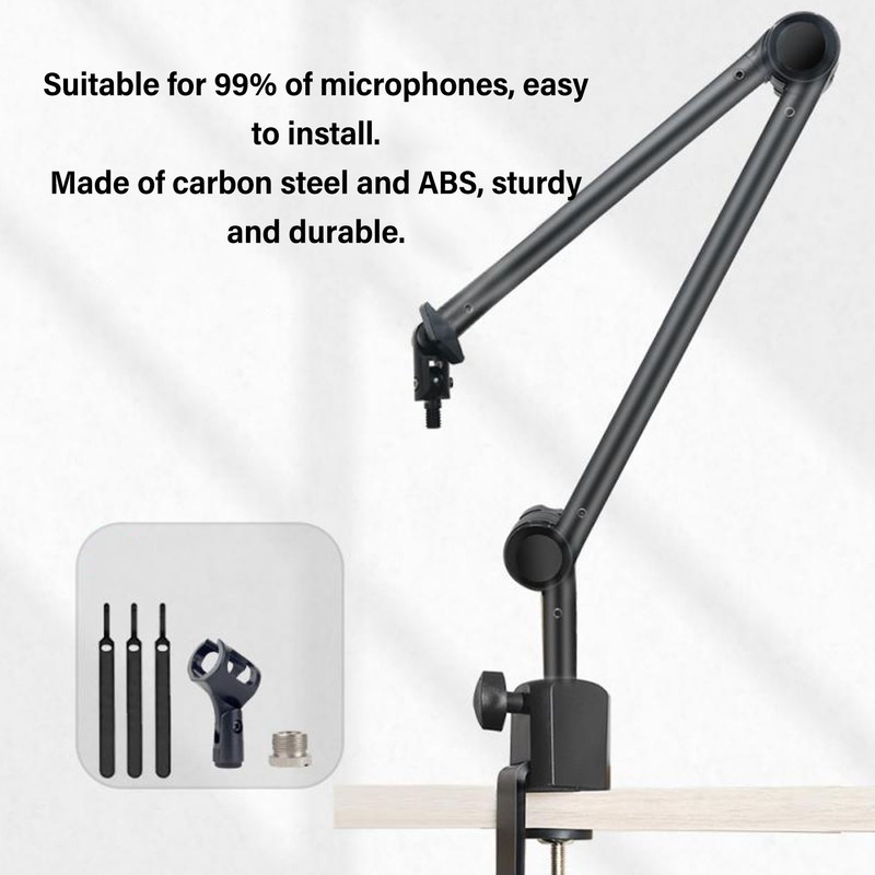 Microphone Arm Stand 180 Degree Adjustable Stable Durable Carbon Steel