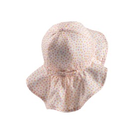 Sterntaler Sun Hat Dots with Size Adjustment – Peaked Cap Baby with Neck Protection and Tie Band – Summer Hat Girls Made of Cotton, ecru