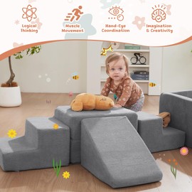 HAHSOLE Foam Climbing Blocks for Toddlers, Foam Climbing Toys with Large Ball Pit (Excluding Balls), Soft Play Climb and Crawl Activity Playset, Crawling Climbing Sliding Indoor