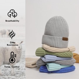 MAGISDU Beanie Winter Hat Men Women Merino Wool Unisex Short Skull Cap Double Layer Fleece Lined Warm Fisherman Beanies