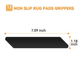 CINDALOG Rug Tape,12 Pcs Double Sided Washable Removable Rug Stopper for Area Rug, Non Slip Adhesive Prevent Curl for Hardwood Floors and Carpet Corners